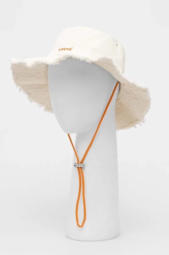 Bavlnený klobúk Levi's biela