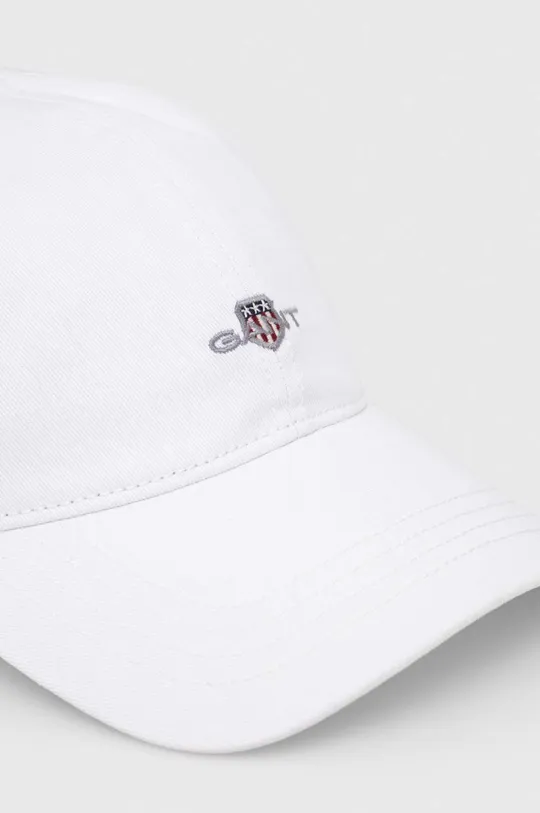 Βαμβακερό καπέλο του μπέιζμπολ Gant λευκό