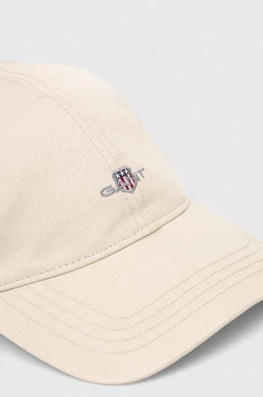 Βαμβακερό καπέλο του μπέιζμπολ Gant μπεζ
