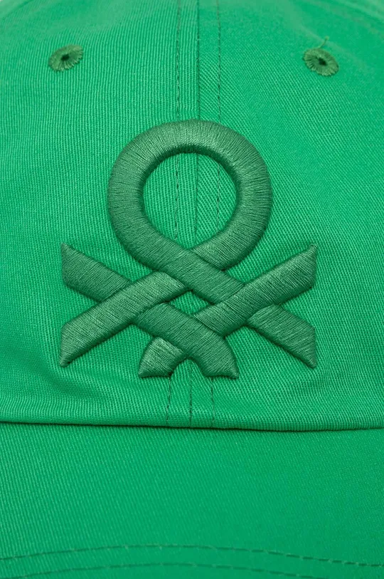 Βαμβακερό καπέλο του μπέιζμπολ United Colors of Benetton πράσινο