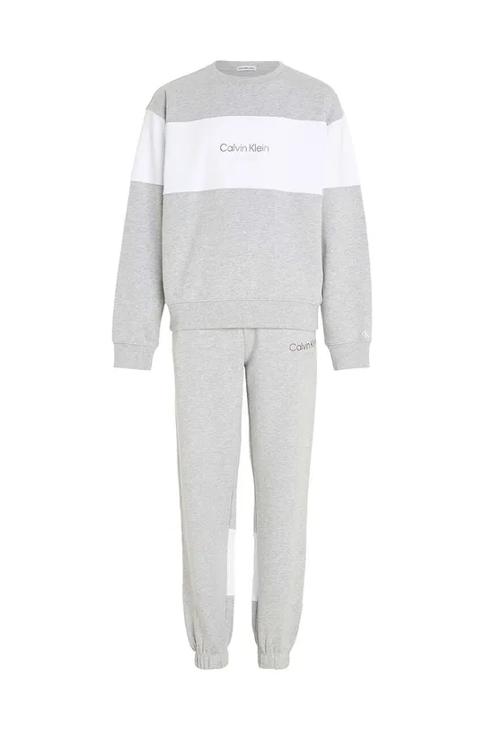 Detská bavlnená tepláková súprava Calvin Klein Jeans sivá