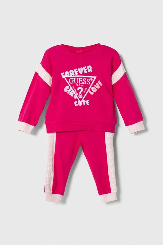 рожевий Дитячий бавовняний костюм Guess Для дівчаток