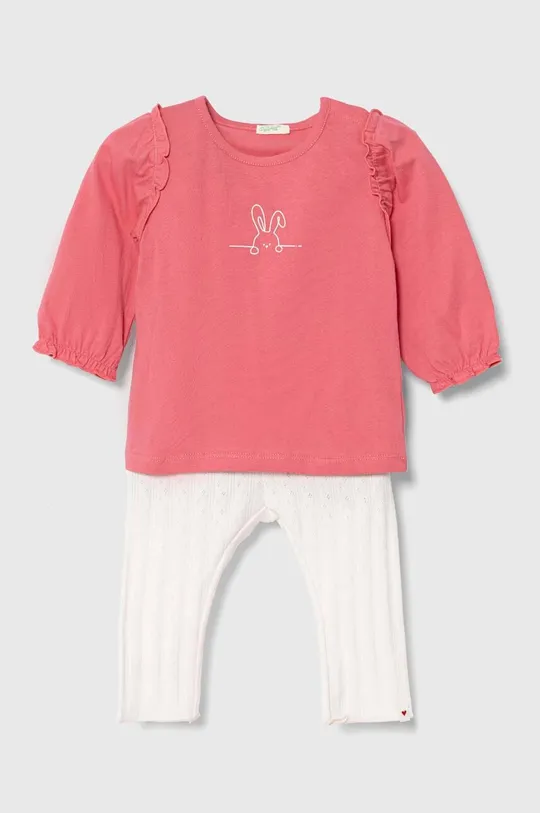 рожевий Дитячий бавовняний комплект United Colors of Benetton Для дівчаток
