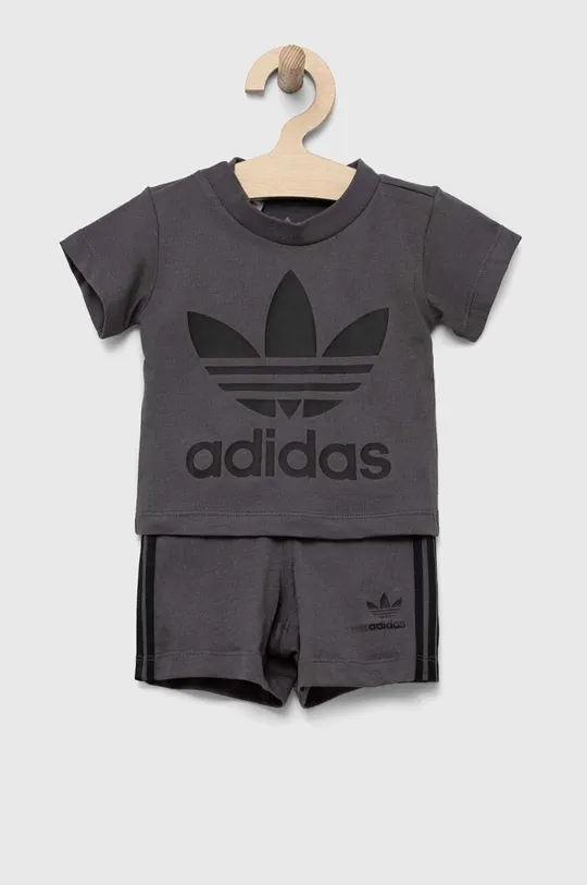 siva Pamučna dječja trenirka adidas Originals Dječji