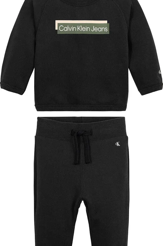 чёрный Хлопковый костюм для младенцев Calvin Klein Jeans Детский