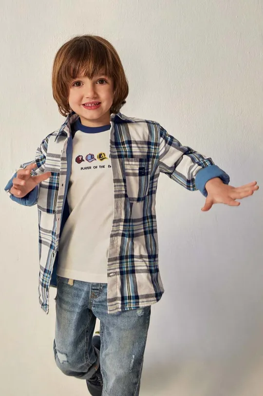 Детская хлопковая рубашка Mayoral голубой