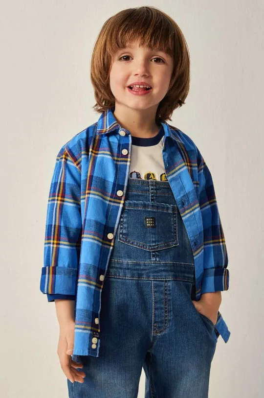 голубой Детская хлопковая рубашка Mayoral Для мальчиков