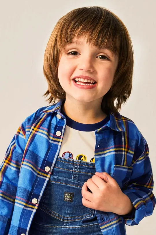 Detská bavlnená košeľa Mayoral modrá