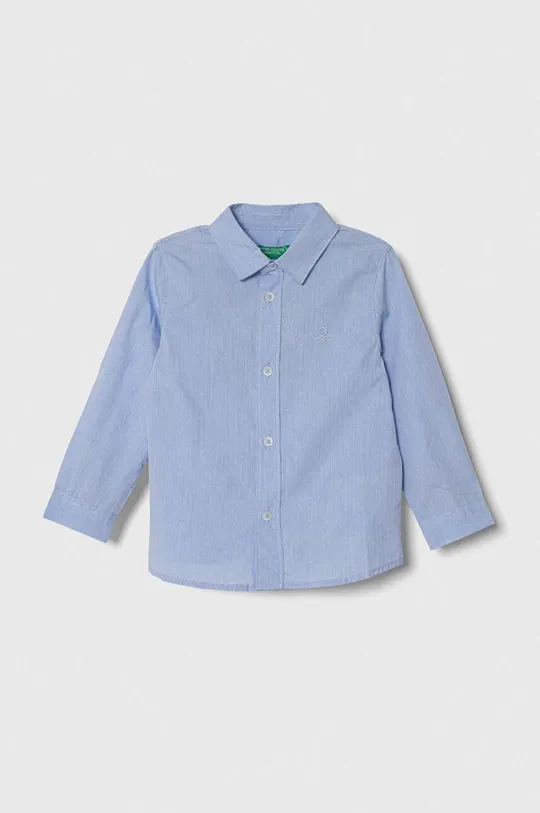 голубой Детская хлопковая рубашка United Colors of Benetton Для мальчиков