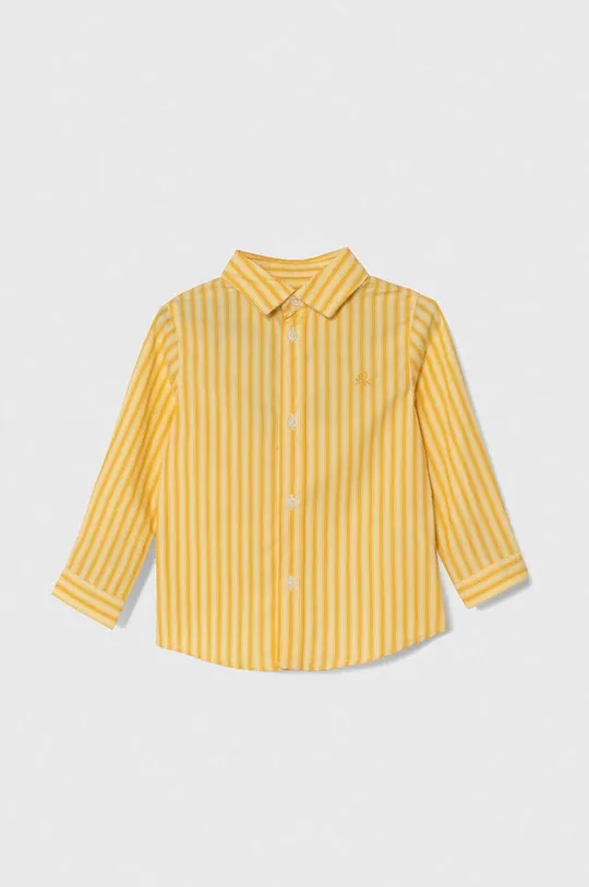 žltá Detská bavlnená košeľa United Colors of Benetton Chlapčenský