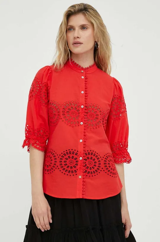Bavlnená košeľa Bruuns Bazaar červená