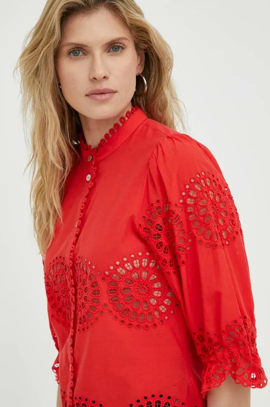 czerwony Bruuns Bazaar koszula bawełniana