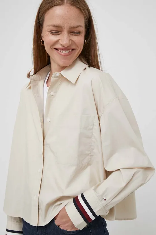 béžová Bavlnená košeľa Tommy Hilfiger