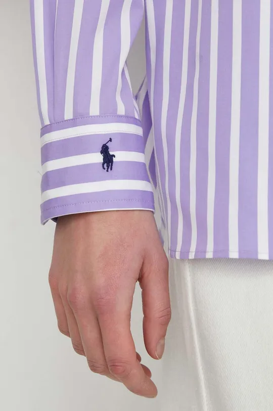 Βαμβακερό πουκάμισο Polo Ralph Lauren μωβ