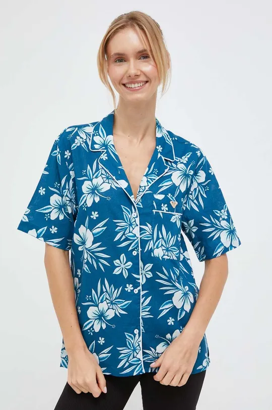 Рубашка с примесью льна Roxy x Lisa Ansersen голубой