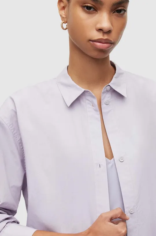 Βαμβακερό πουκάμισο AllSaints Sasha μωβ