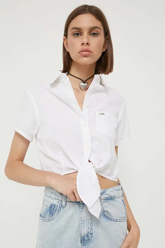 λευκό Βαμβακερό πουκάμισο Guess Originals Γυναικεία