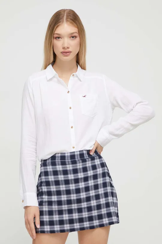 λευκό Βαμβακερό πουκάμισο Hollister Co. Γυναικεία