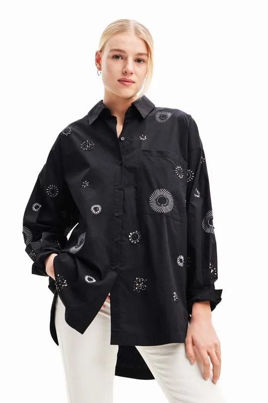 μαύρο Βαμβακερό πουκάμισο Desigual Γυναικεία
