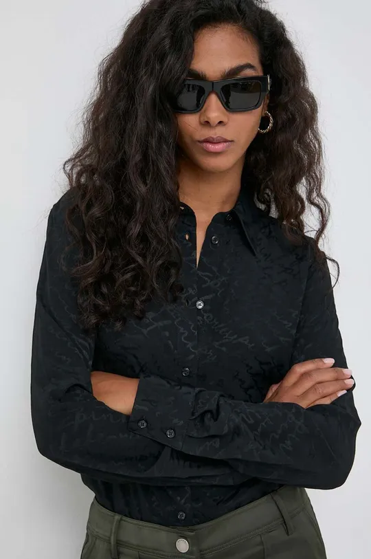 crna Košulja s primjesom svile Pinko Ženski