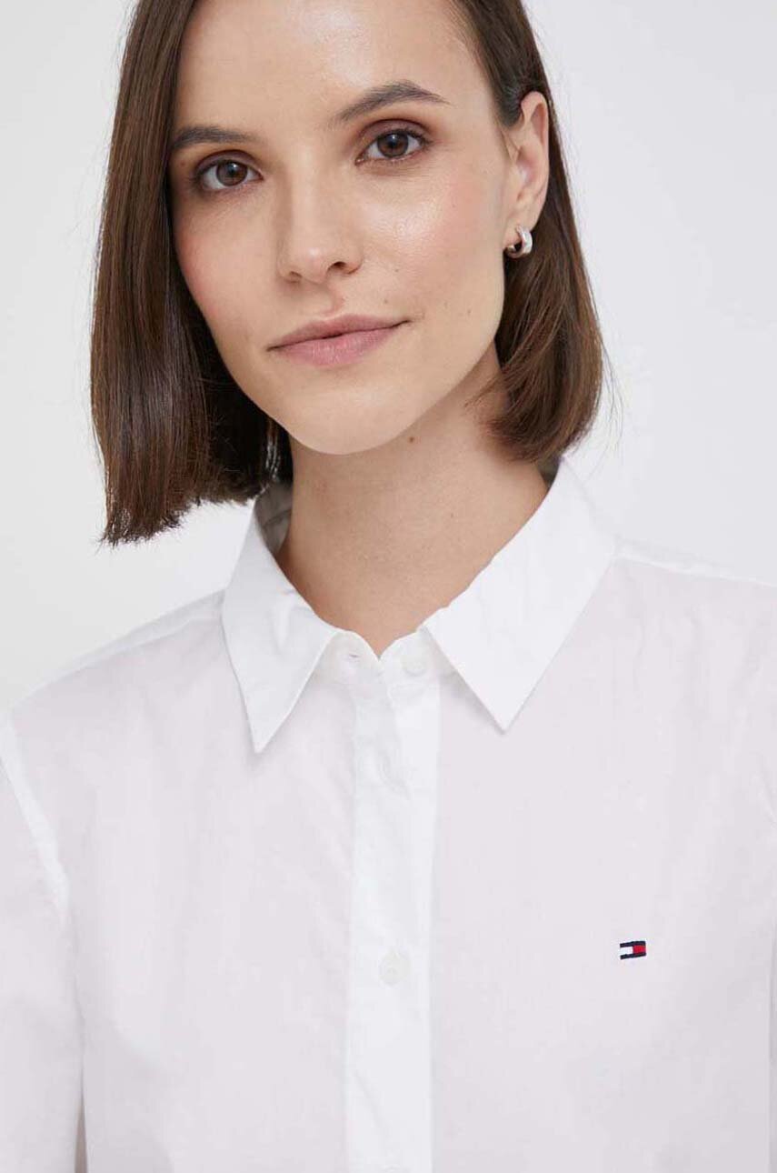 Хлопковая рубашка Tommy Hilfiger женская цвет белый regular ...