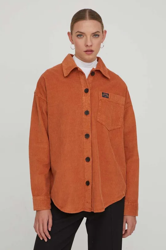 arancione Superdry camicia in velluto a coste