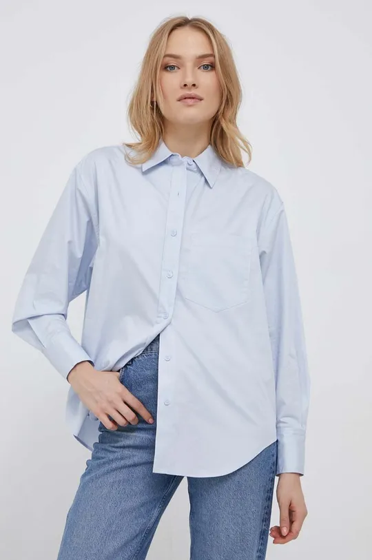 μπλε Βαμβακερό πουκάμισο Calvin Klein Γυναικεία