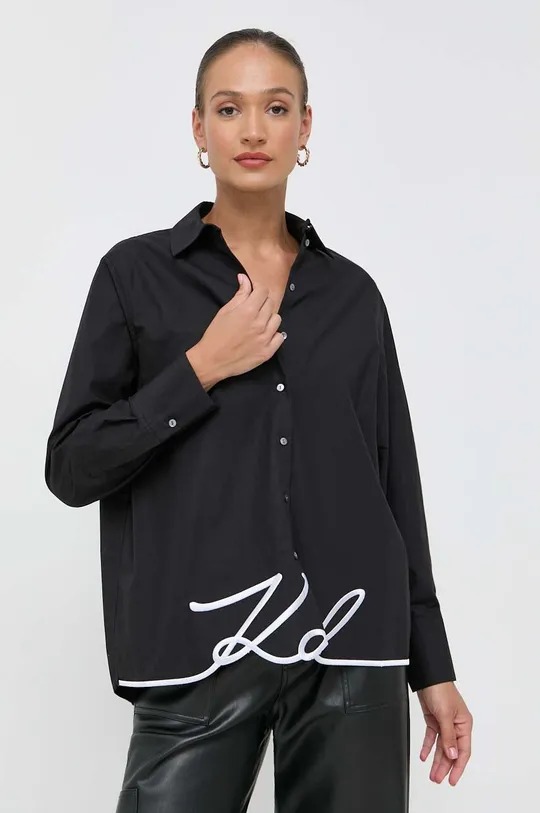 μαύρο Βαμβακερό πουκάμισο Karl Lagerfeld Γυναικεία