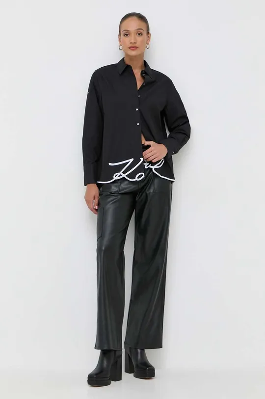 Bombažna srajca Karl Lagerfeld črna