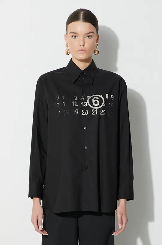 Bavlnená košeľa MM6 Maison Margiela Long-Sleeved Shirt čierna
