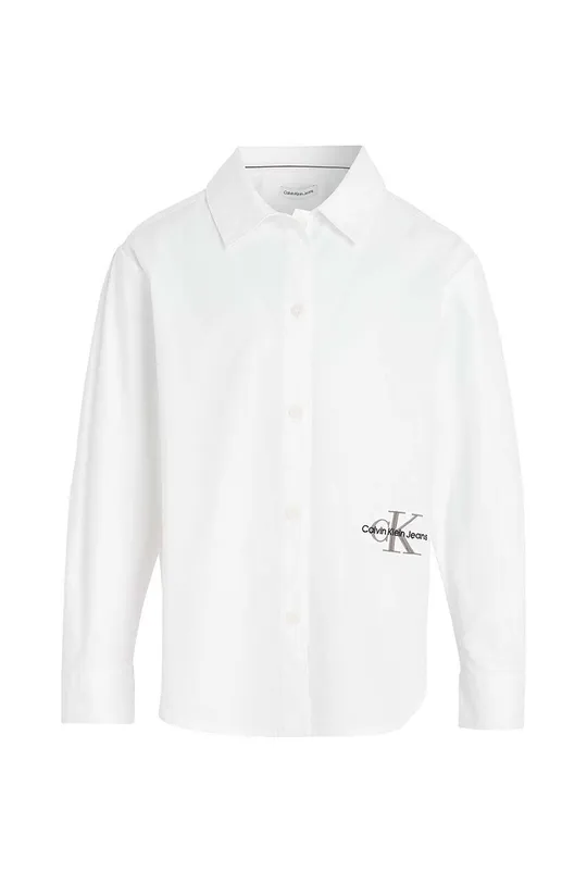 Παιδικό βαμβακερό πουκάμισο Calvin Klein Jeans λευκό