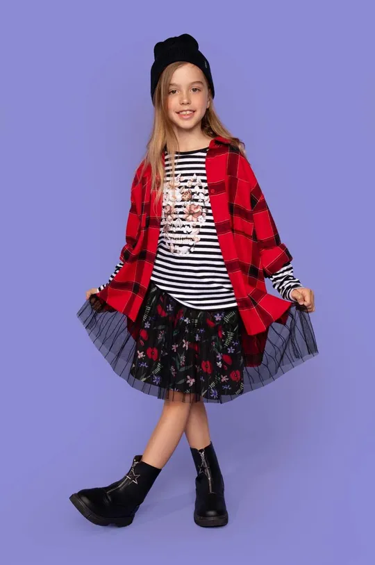 κόκκινο Παιδικό βαμβακερό πουκάμισο Coccodrillo Για κορίτσια