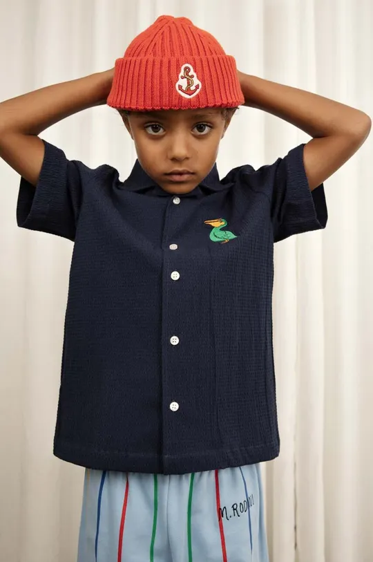 granatowy Mini Rodini koszula bawełniana dziecięca Dziecięcy