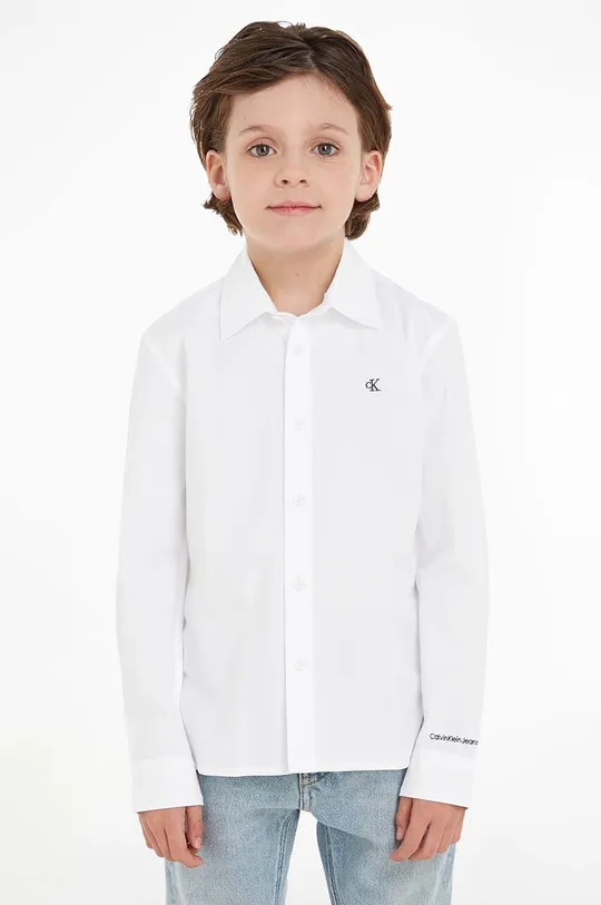 λευκό Παιδικό βαμβακερό πουκάμισο Calvin Klein Jeans Παιδικά