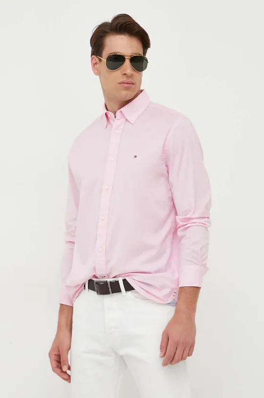 ροζ Βαμβακερό πουκάμισο Tommy Hilfiger Ανδρικά