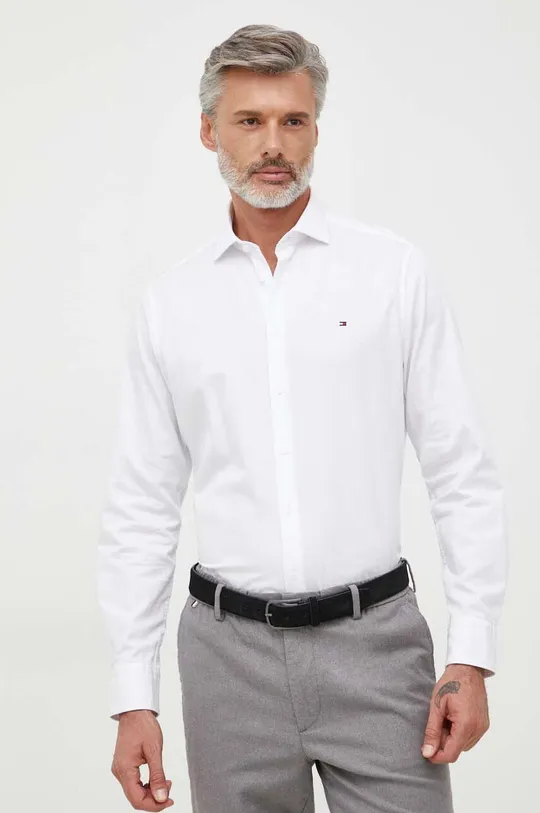 biały Tommy Hilfiger koszula bawełniana Męski