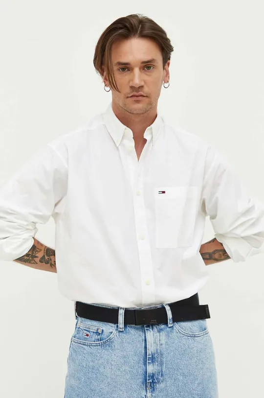 білий Бавовняна сорочка Tommy Jeans Чоловічий