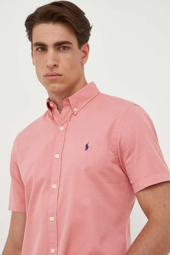 ροζ Βαμβακερό πουκάμισο Polo Ralph Lauren Ανδρικά