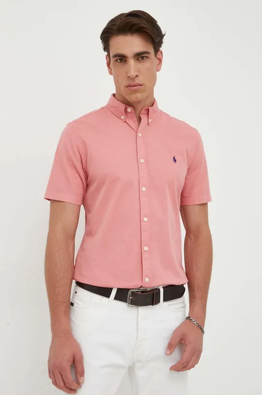 Βαμβακερό πουκάμισο Polo Ralph Lauren ροζ