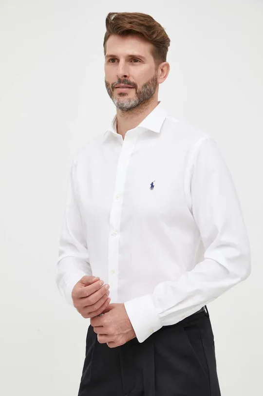 bela Bombažna srajca Polo Ralph Lauren Moški