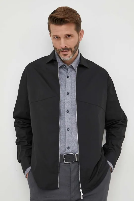čierna Bavlnená košeľa Armani Exchange Pánsky