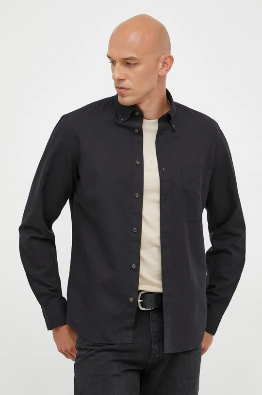 чёрный Рубашка с примесью льна Marc O'Polo Мужской