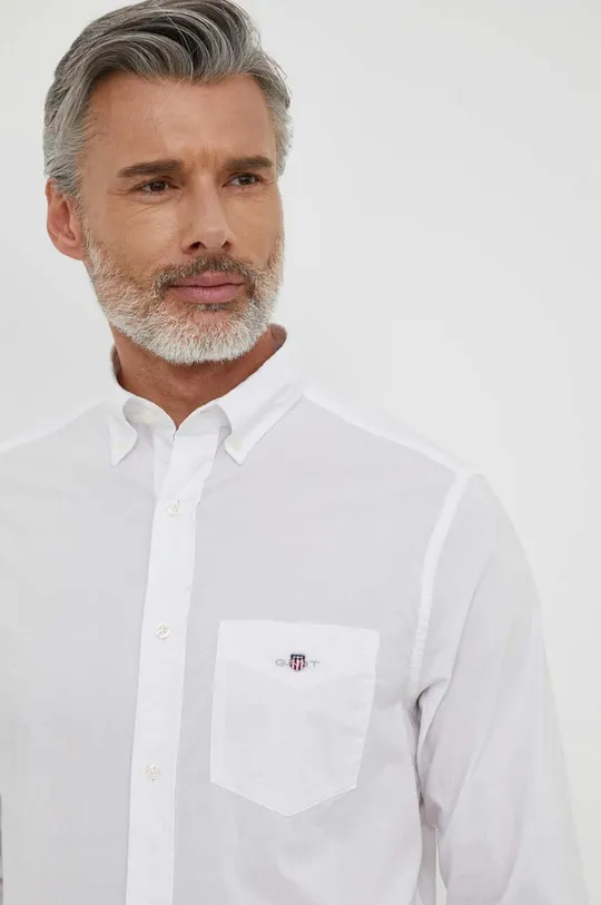 λευκό Βαμβακερό πουκάμισο Gant