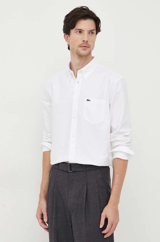 Lacoste camicia in cotone bianco