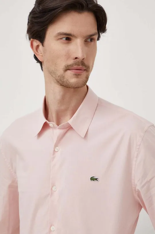 ροζ Βαμβακερό πουκάμισο Lacoste Ανδρικά