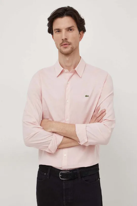 ροζ Βαμβακερό πουκάμισο Lacoste