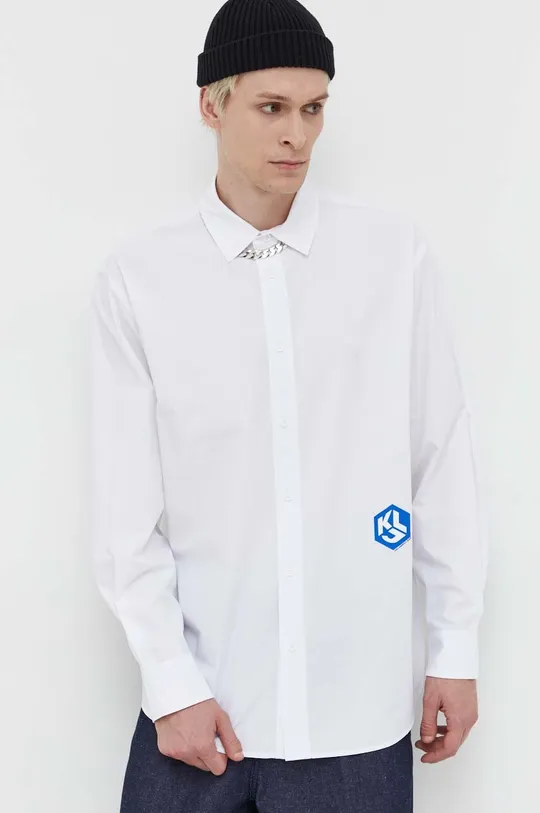 biela Bavlnená košeľa Karl Lagerfeld Jeans Pánsky