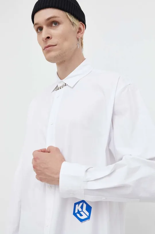 bijela Pamučna košulja Karl Lagerfeld Jeans