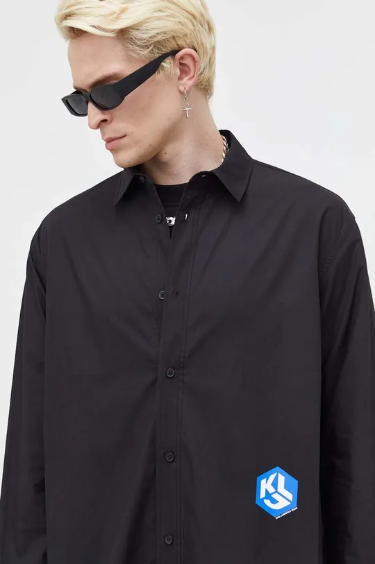 čierna Bavlnená košeľa Karl Lagerfeld Jeans Pánsky