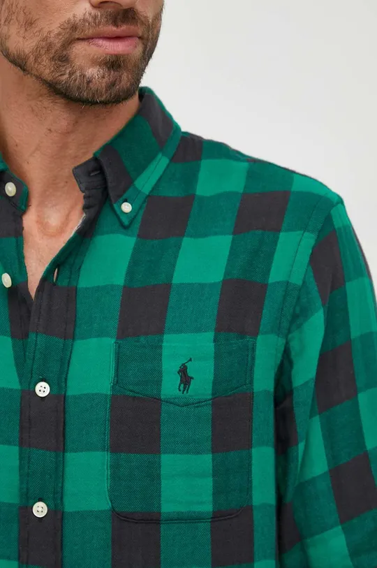 Bombažna srajca Polo Ralph Lauren zelena